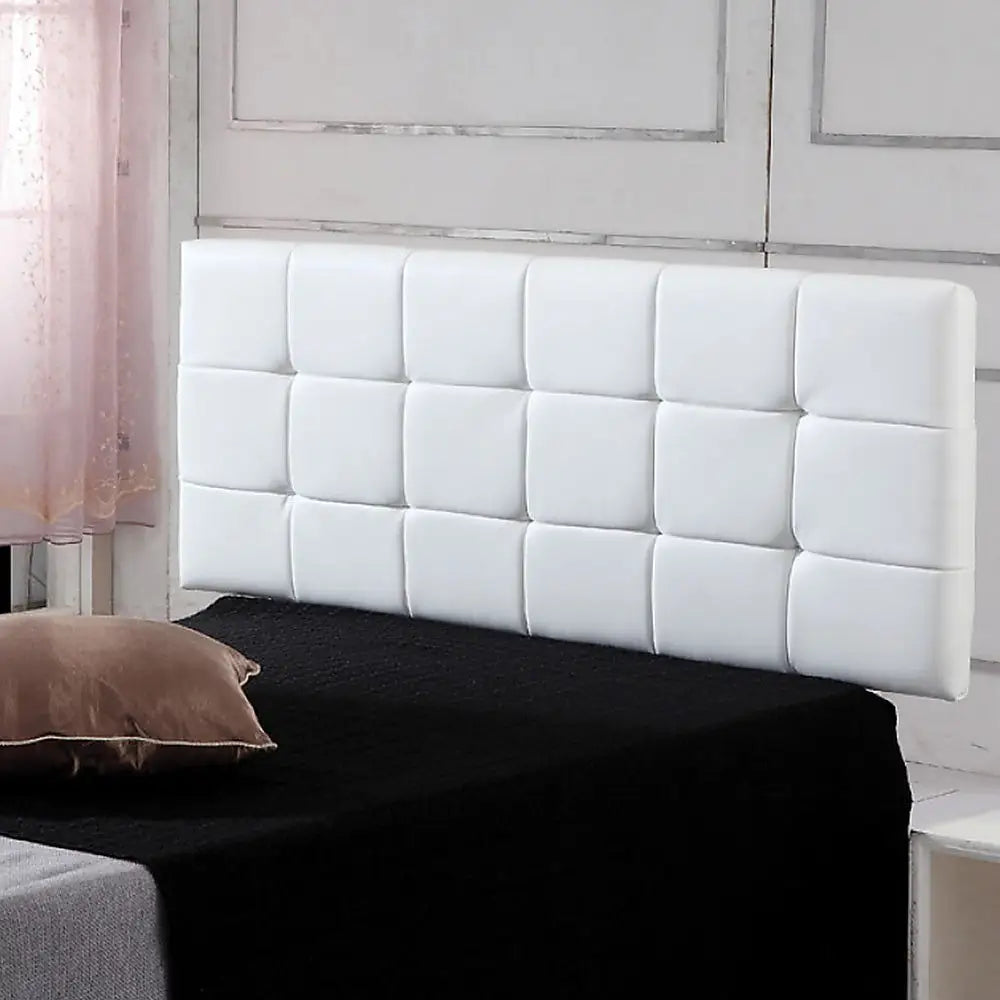 PU Leather Queen Bed Deluxe Headboard Bedhead - White - Furniture > Bedroom