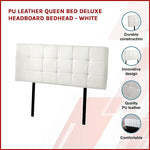 PU Leather Queen Bed Deluxe Headboard Bedhead - White - Furniture > Bedroom