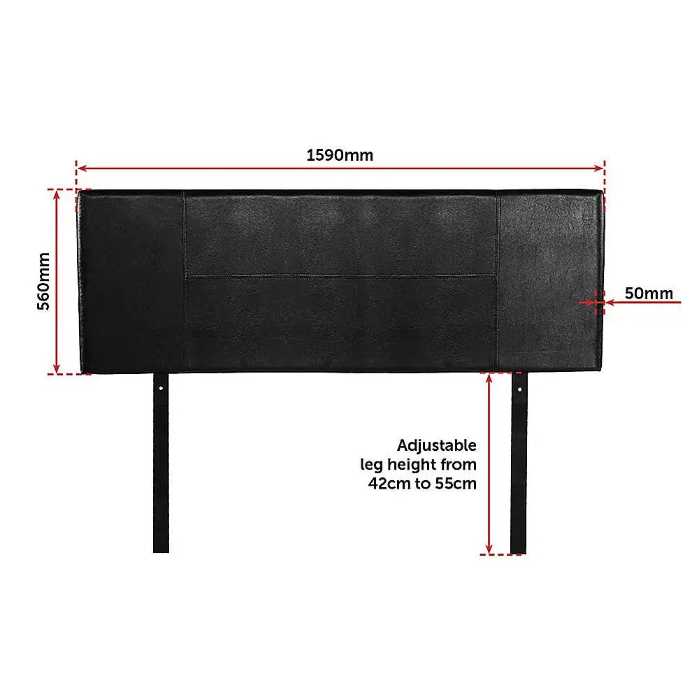 PU Leather Queen Bed Headboard Bedhead - Black - Furniture > Bedroom