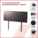 PU Leather Queen Bed Headboard Bedhead - Brown - Furniture > Bedroom