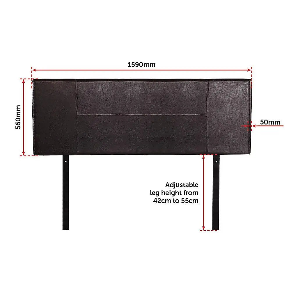 PU Leather Queen Bed Headboard Bedhead - Brown - Furniture > Bedroom