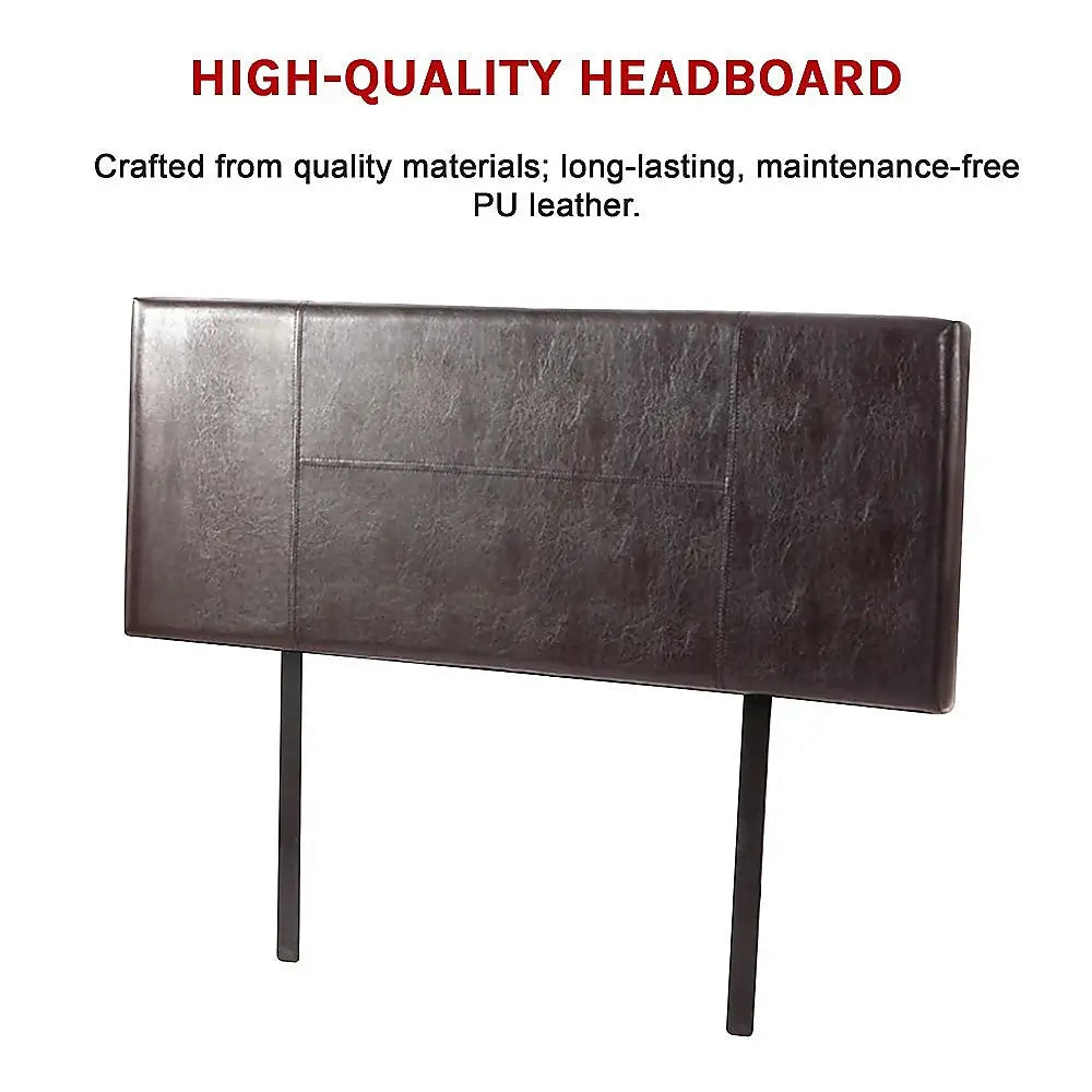PU Leather Queen Bed Headboard Bedhead - Brown - Furniture > Bedroom