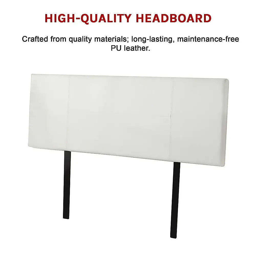 PU Leather Queen Bed Headboard Bedhead - White - Furniture > Bedroom