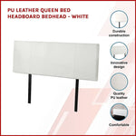 PU Leather Queen Bed Headboard Bedhead - White - Furniture > Bedroom