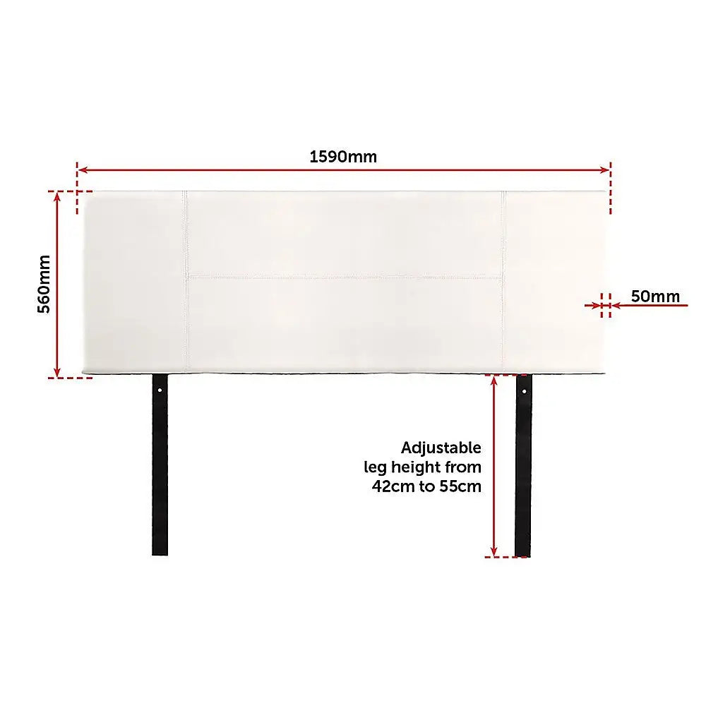 PU Leather Queen Bed Headboard Bedhead - White - Furniture > Bedroom