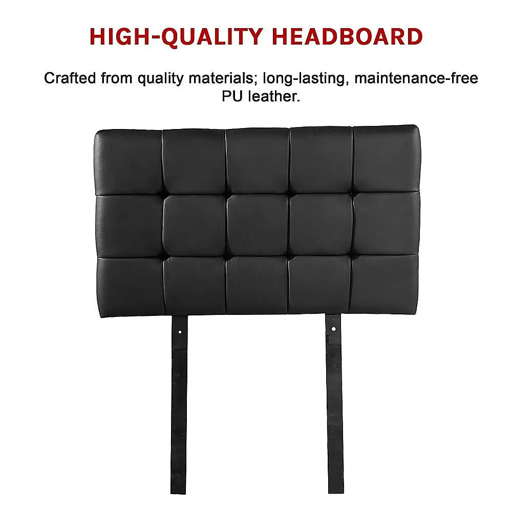 PU Leather Single Bed Deluxe Headboard Bedhead - Black - Furniture > Bedroom