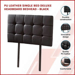 PU Leather Single Bed Deluxe Headboard Bedhead - Black - Furniture > Bedroom