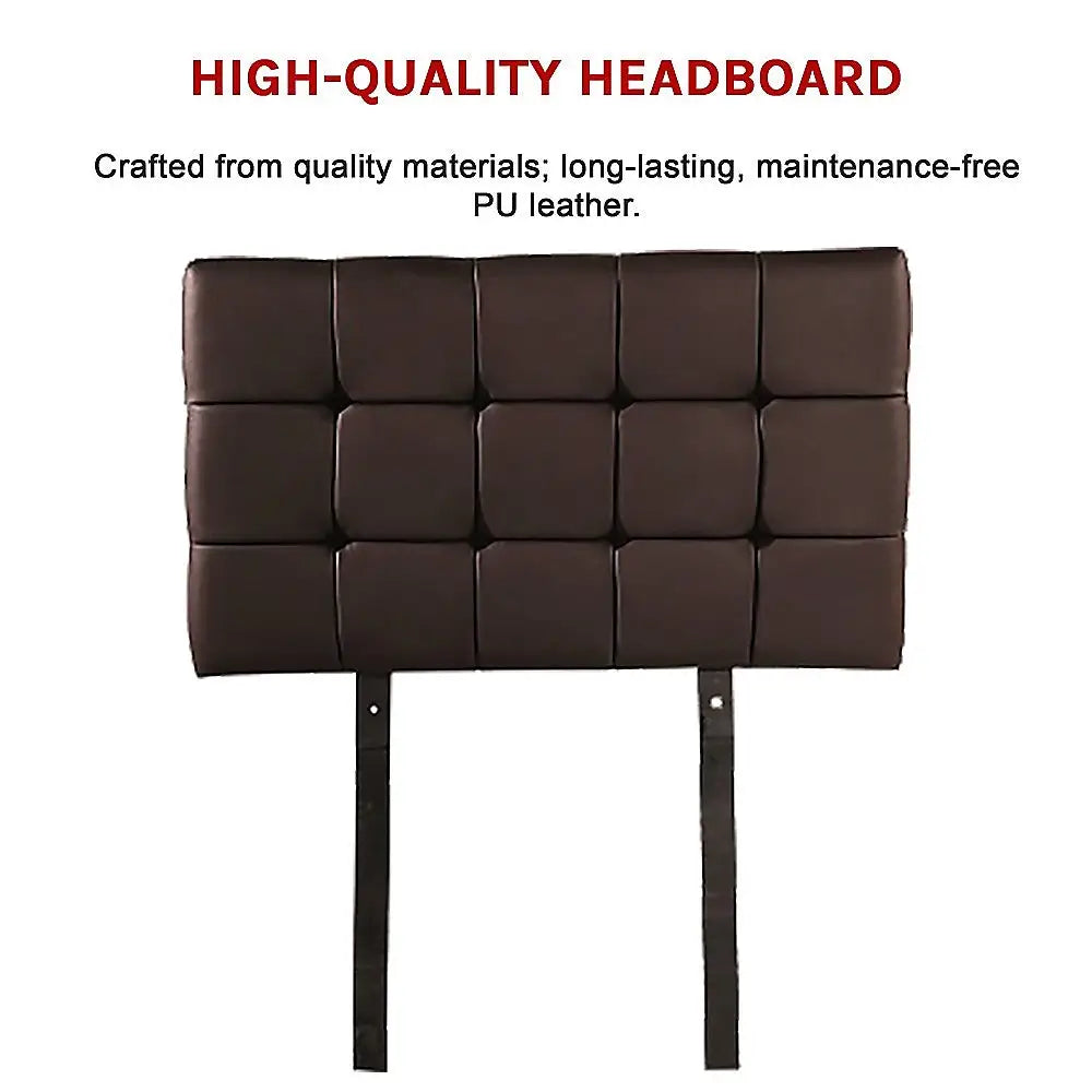 PU Leather Single Bed Deluxe Headboard Bedhead - Brown - Furniture > Bedroom