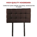PU Leather Single Bed Deluxe Headboard Bedhead - Brown - Furniture > Bedroom