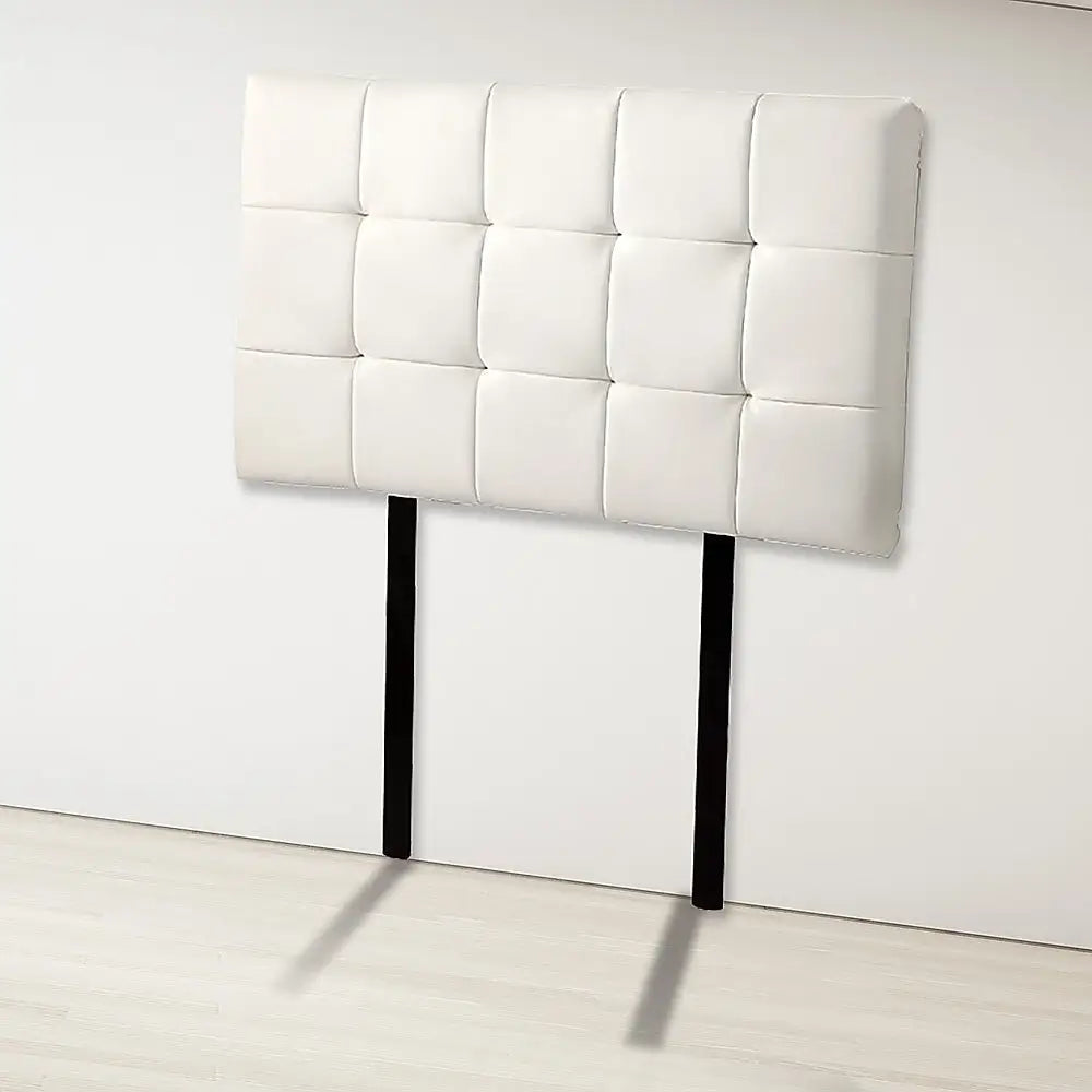 PU Leather Single Bed Deluxe Headboard Bedhead - White - Furniture > Bedroom