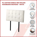 PU Leather Single Bed Deluxe Headboard Bedhead - White - Furniture > Bedroom