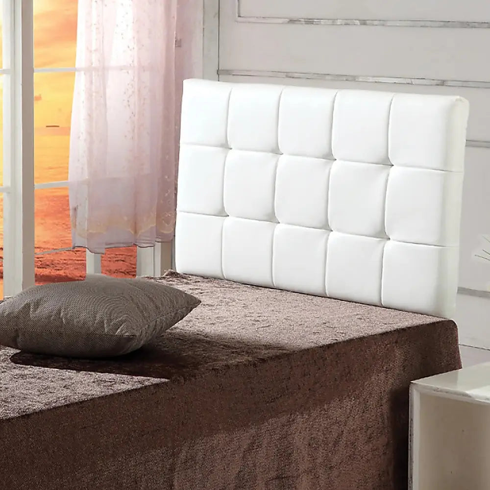 PU Leather Single Bed Deluxe Headboard Bedhead - White - Furniture > Bedroom