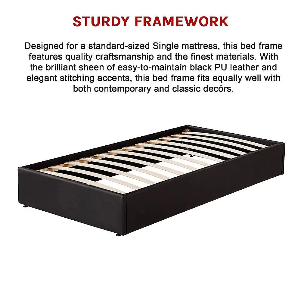 PU Leather Single Bed Ensemble Frame - Furniture > Bedroom > Beds & Bed Frames