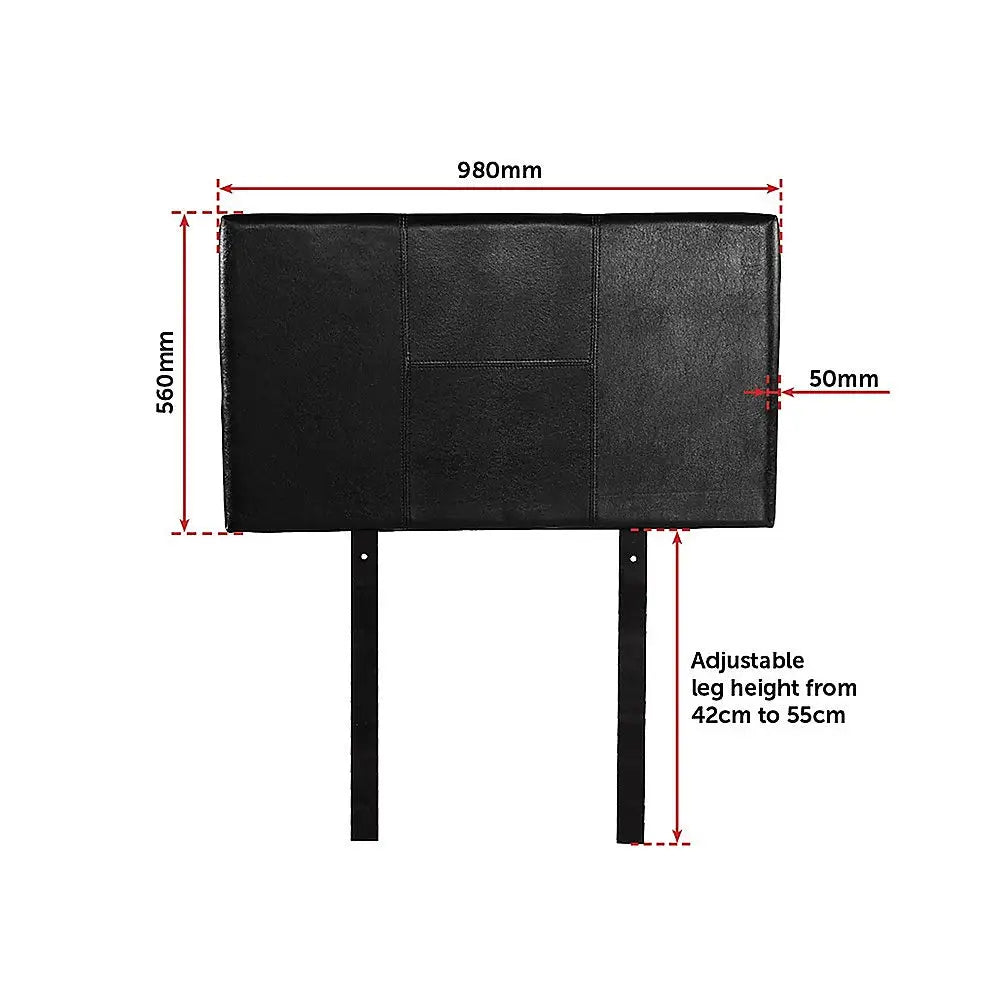 PU Leather Single Bed Headboard Bedhead - Black - Furniture > Bedroom