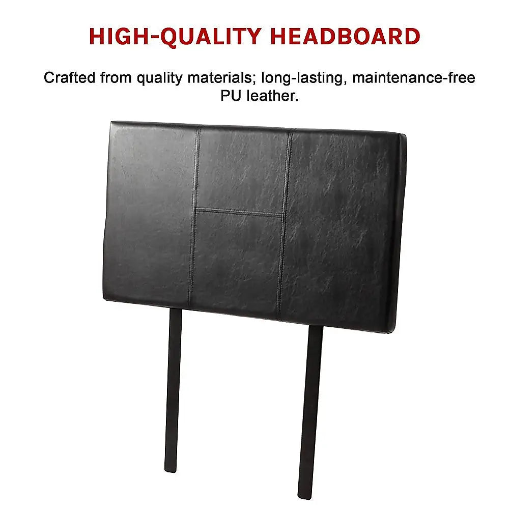 PU Leather Single Bed Headboard Bedhead - Black - Furniture > Bedroom