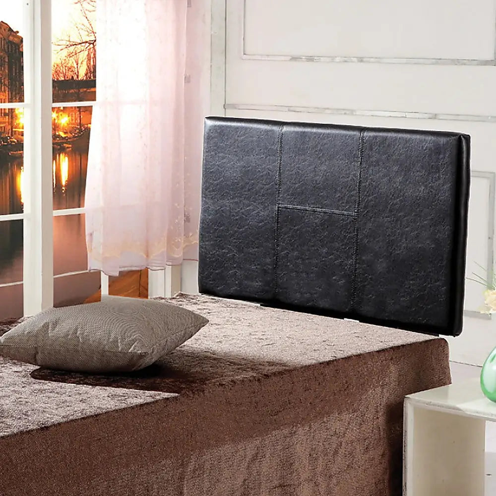 PU Leather Single Bed Headboard Bedhead - Black - Furniture > Bedroom