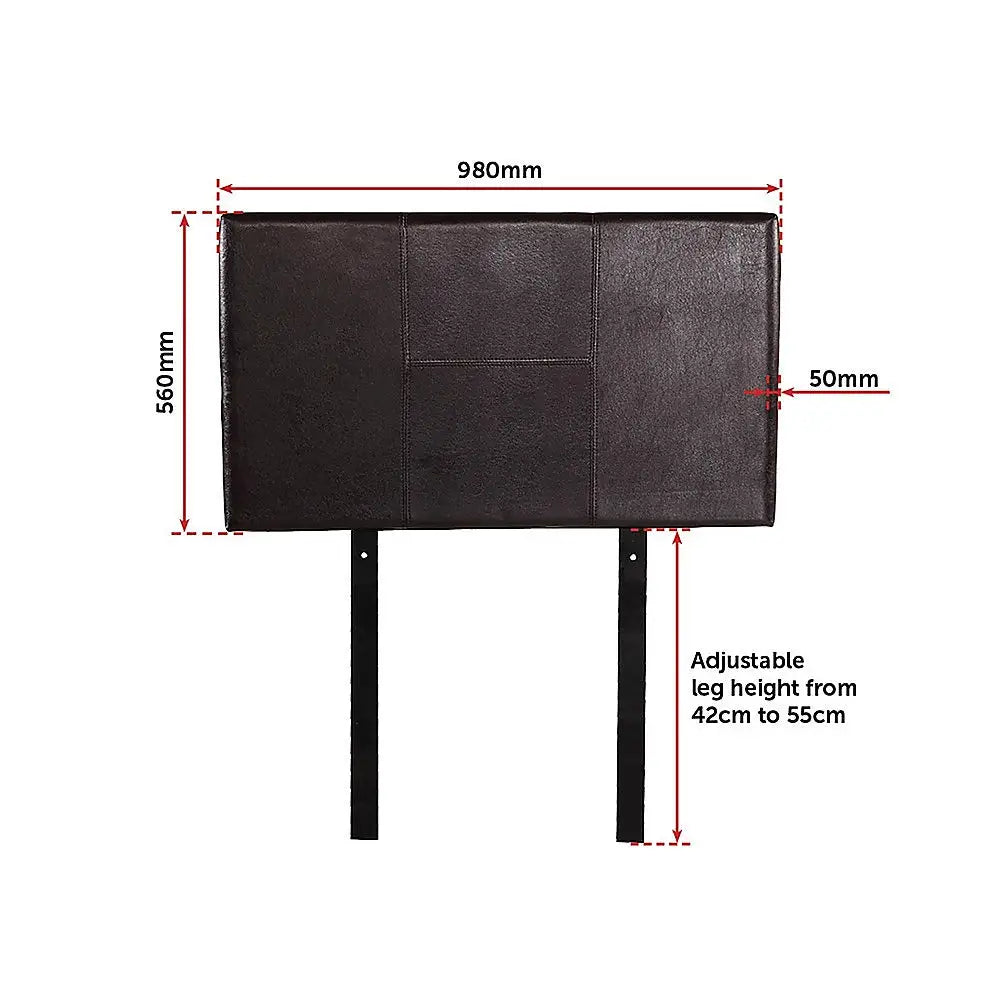 PU Leather Single Bed Headboard Bedhead - Brown - Furniture > Bedroom