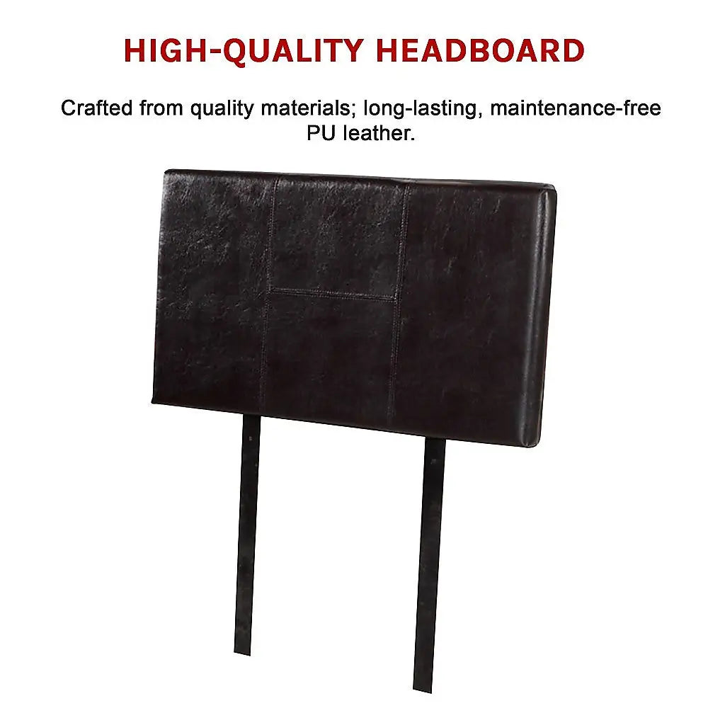 PU Leather Single Bed Headboard Bedhead - Brown - Furniture > Bedroom