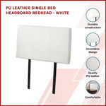 PU Leather Single Bed Headboard Bedhead - White - Furniture > Bedroom