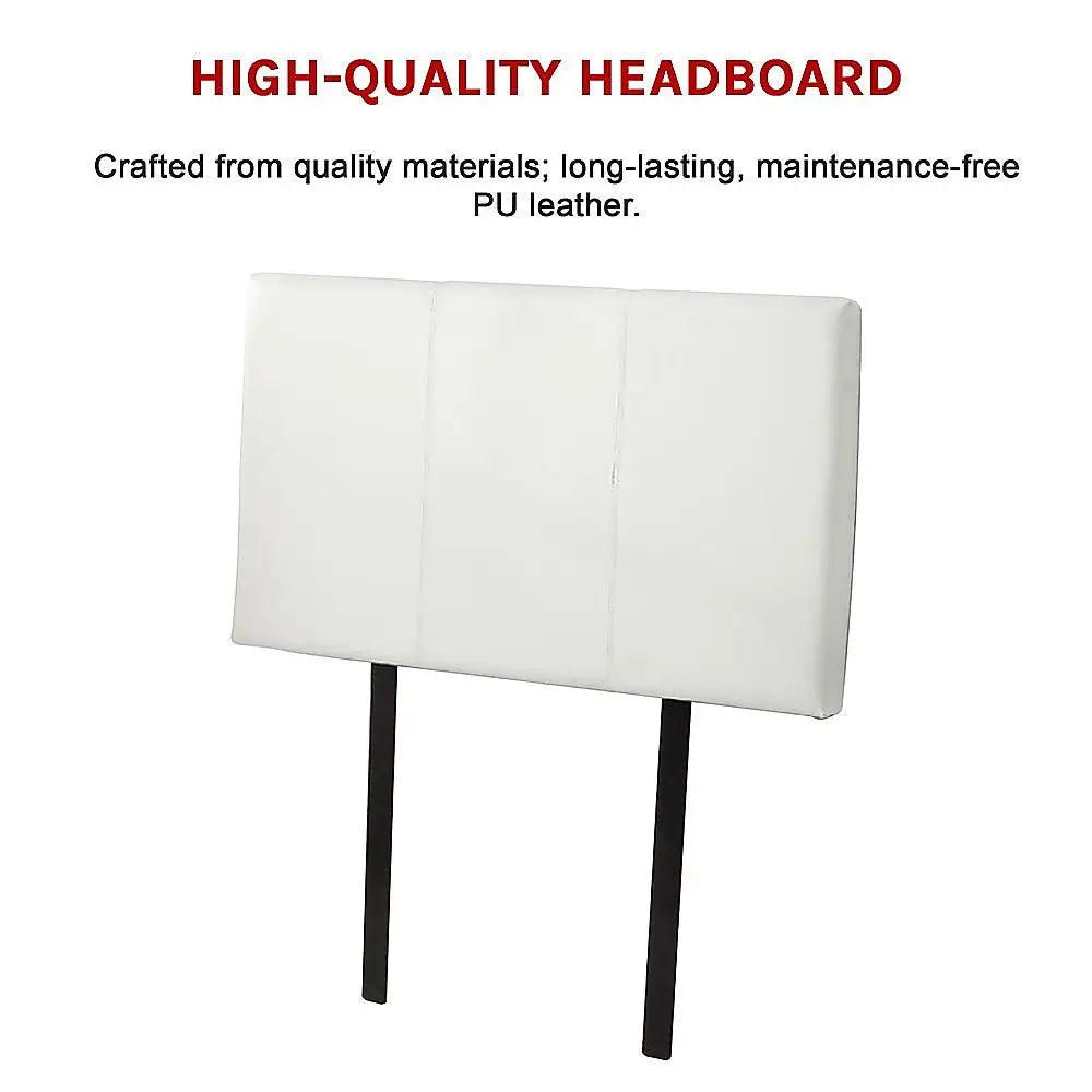 PU Leather Single Bed Headboard Bedhead - White - Furniture > Bedroom