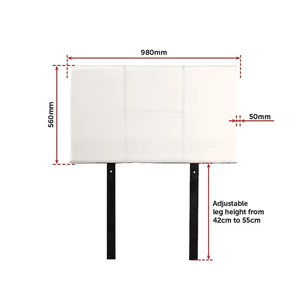 PU Leather Single Bed Headboard Bedhead - White - Furniture > Bedroom