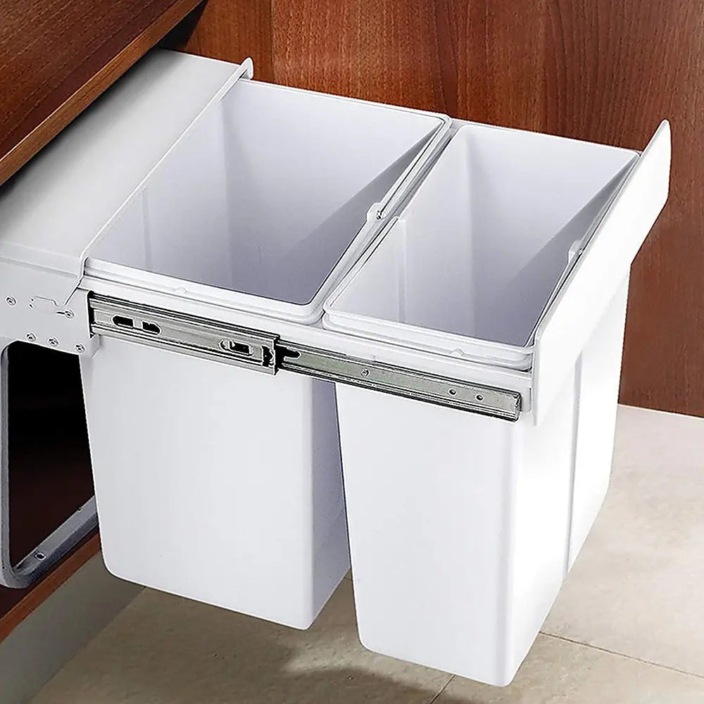 Pull Out Bin Kitchen Double Dual Slide Garbage Rubbish Waste 10L + 20L - Home & Garden > Kitchenware