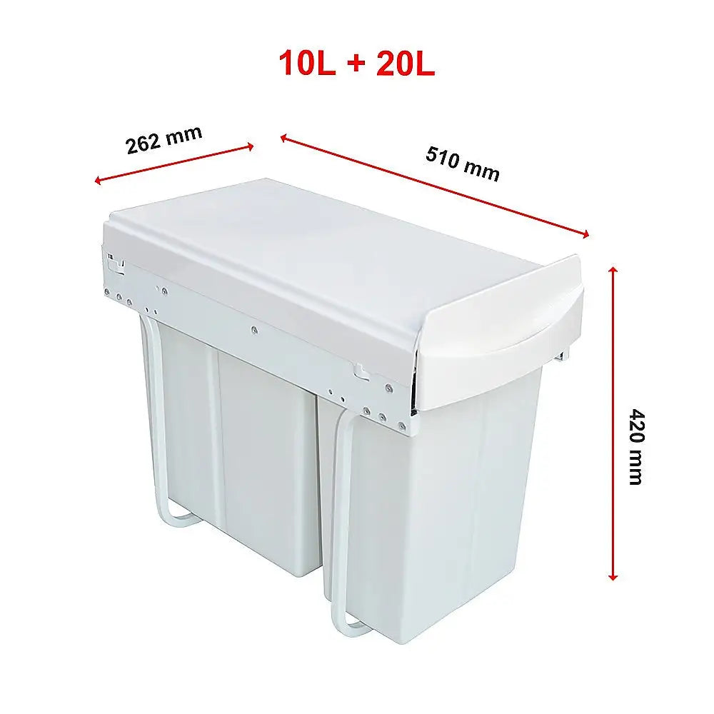 Pull Out Bin Kitchen Double Dual Slide Garbage Rubbish Waste 10L + 20L - Home & Garden > Kitchenware