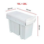 Pull Out Bin Kitchen Double Dual Slide Garbage Rubbish Waste 10L + 20L - Home & Garden > Kitchenware