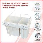 Pull Out Bin Kitchen Double Dual Slide Garbage Rubbish Waste 10L + 20L - Home & Garden > Kitchenware