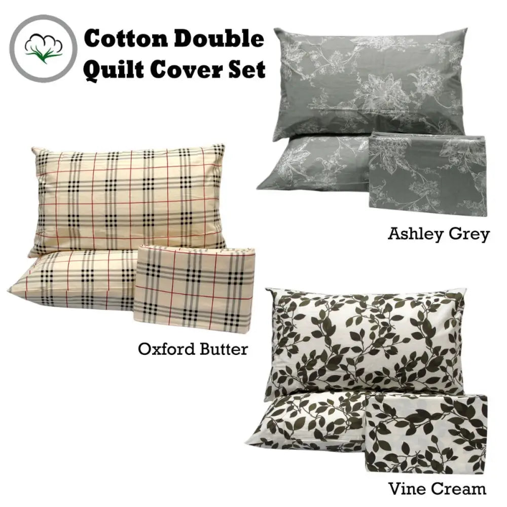Pure Cotton Ashley Quilt Cover Set Double - Home & Garden > Bedding