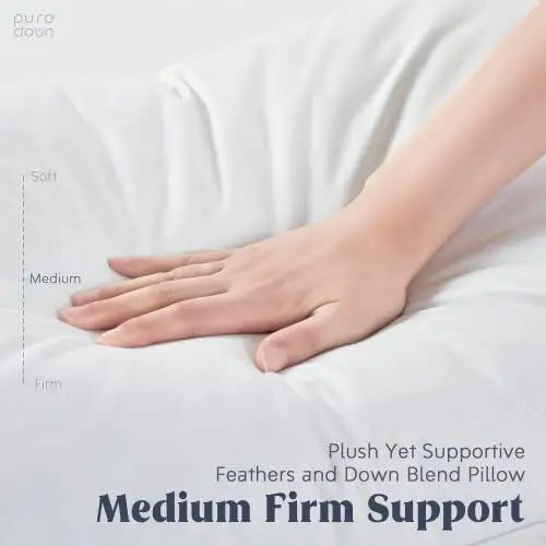Puredown Goose Down and Feather Pillow Inserts for Sleeping 100% Cotton Fabric Cover Bed Pillows Set of 2 White Queen