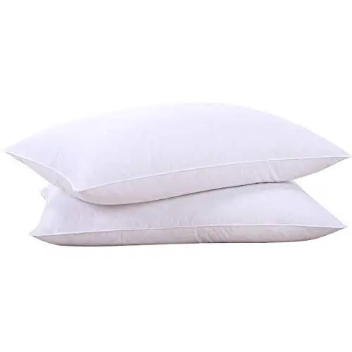 Puredown Goose Down and Feather Pillow Inserts for Sleeping 100% Cotton Fabric Cover Bed Pillows Set of 2 White Queen