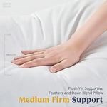 Puredown Goose Down and Feather Pillow Inserts for Sleeping 100% Cotton Fabric Cover Bed Pillows Set of 2 White Queen