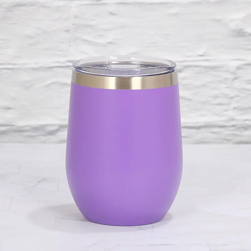 Purple 12oz Double-Wall Vacuum 304 Eggshell Cup - Mini Portable Insulated U-Shaped Cup Creative Small Beer Mug