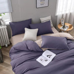 Purple And Light Pink Stitching Ultra-Soft Solid Color 4-Piece Bedding Set - Queen Size(Suitable for 2m bed) - Home &