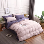 Purple And Pink Stitching Ultra-Soft Solid Color 4-Piece Bedding Set - Queen Size(Suitable for 2m bed) - Home & Garden