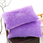 Purple Faux Fur Pillowcase Set - Crystal Velvet Plush Throw Pillow Covers Bedding Accent (50x70cm Pair) - Home & Garden