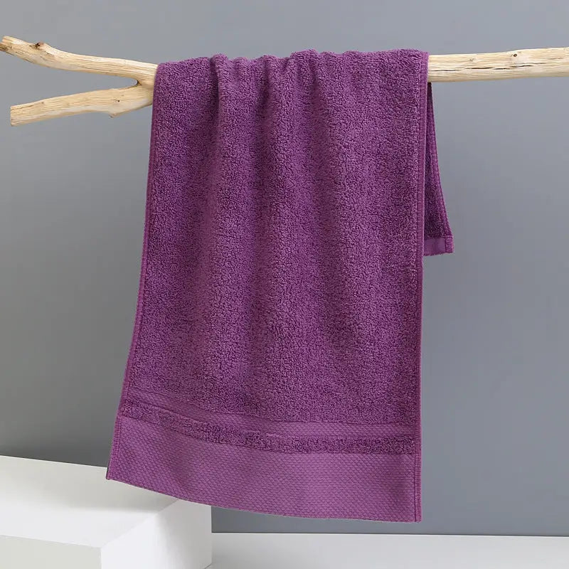 Purple Luxury 100% Cotton Face Towel Set - 3-Piece Thick & Absorbent Towels - Home & Garden > Bathroom Accessories >
