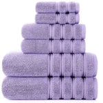Purple Luxury 6-Piece Combed Cotton Towel Bale Set - Ultra Soft & Absorbent Bath Hand Face Towels - Home & Garden >