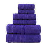 Purple Luxury Cotton Towel Set - 6-Piece Ultra-Soft Bath Hand and Washcloth Set - Home & Garden > Bathroom Accessories
