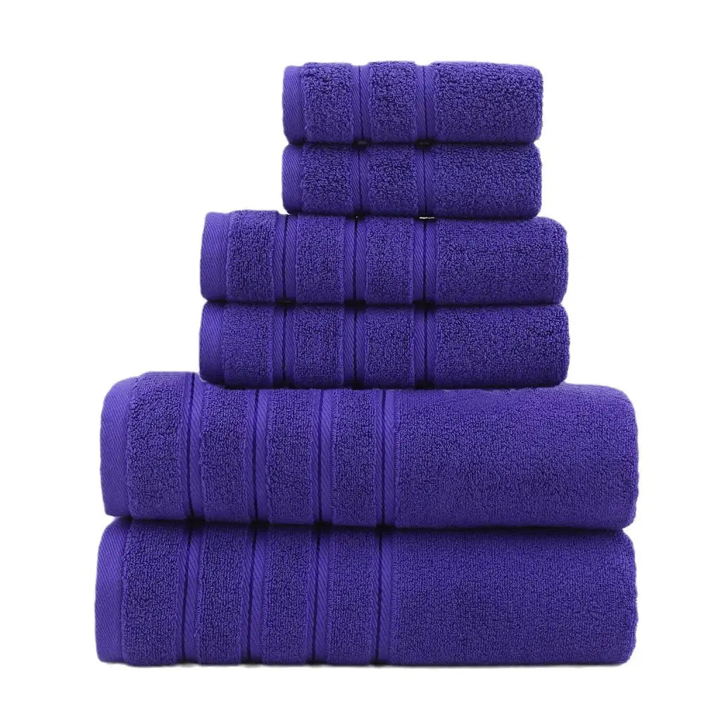 Purple Luxury Cotton Towel Set - 6-Piece Ultra-Soft Bath Hand and Washcloth Set - Home & Garden > Bathroom Accessories