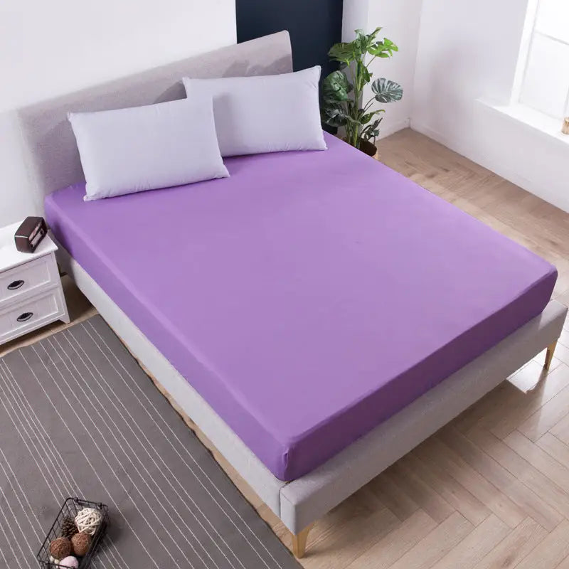 Purple Queen Size Waterproof Fitted Mattress Protector - Soft & Breathable Bed Cover Hypoallergenic Deep Pocket
