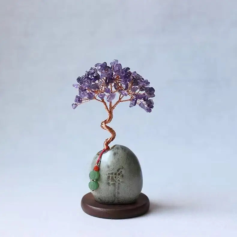 Purple Vintage Crystal Money Tree Figurine for Home Decoration - Home & Garden > Decor > Vases & Table Decor