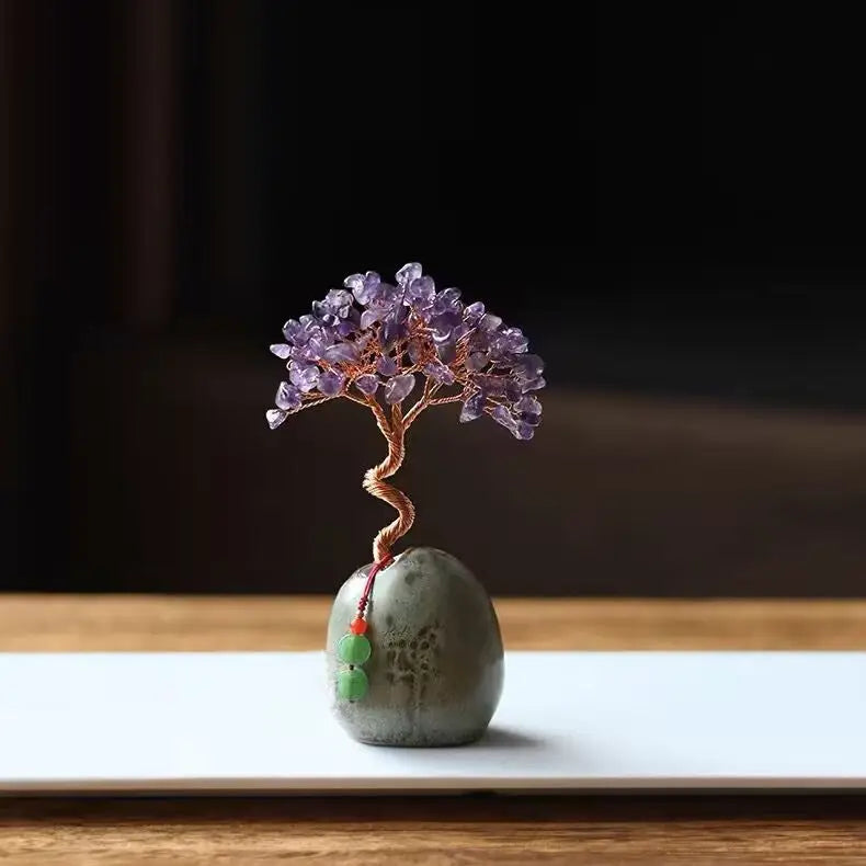 Purple Vintage Crystal Money Tree Figurine for Home Decoration - Home & Garden > Decor > Vases & Table Decor