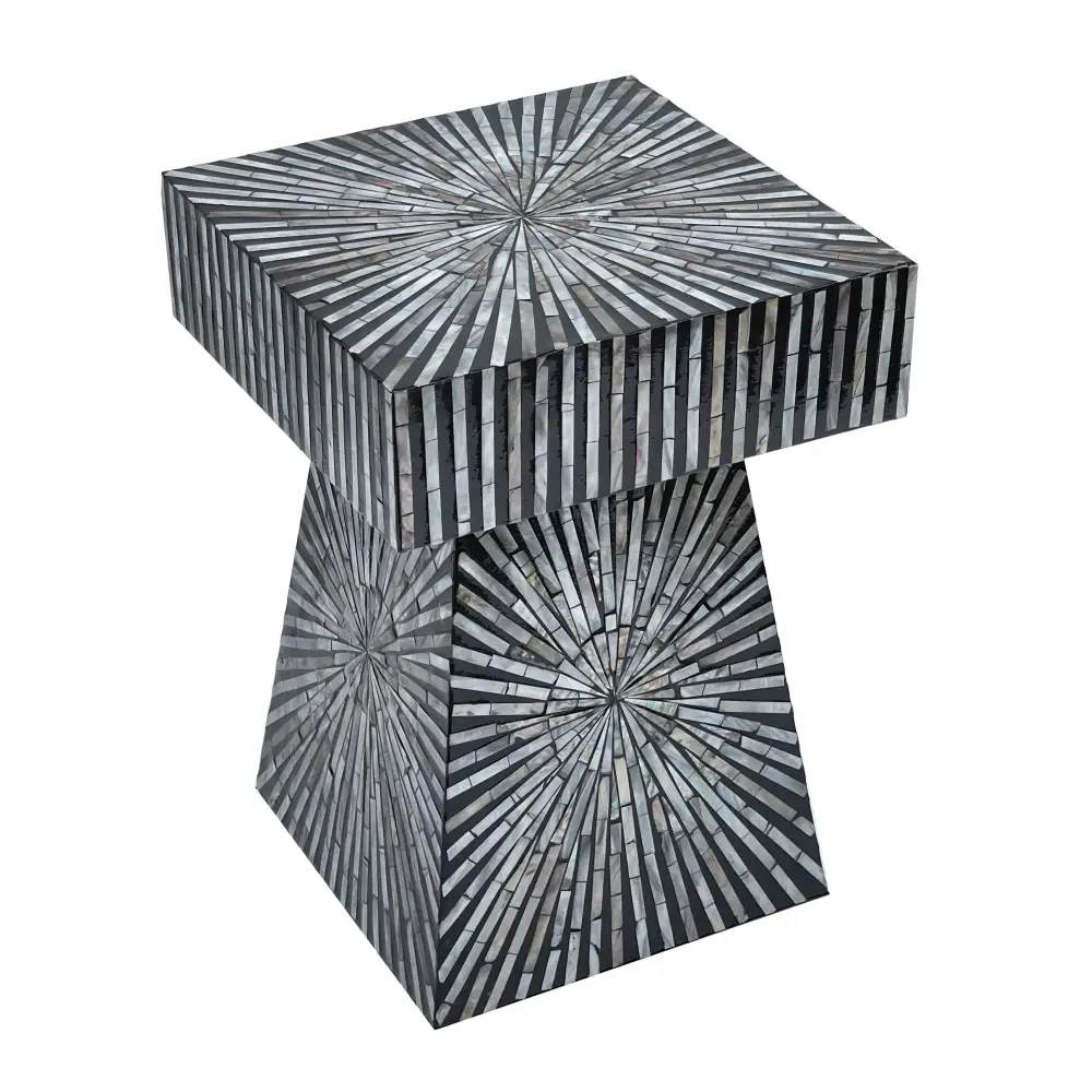 PYRAMID MOTHER OF PEARL HAND MADE SIDE TABLE - Furniture > Living Room > Side Tables