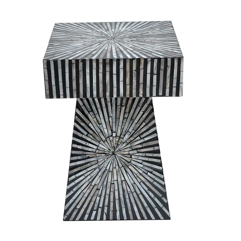 PYRAMID MOTHER OF PEARL HAND MADE SIDE TABLE - Furniture > Living Room > Side Tables