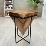 Pyramid Side Table/Corner Stool/Plant Stand Raintree Wood Natural Finish - Home & Garden > Decor