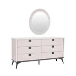 Queen 4 Pcs Bedroom Suite with Dresser Fabric Upholstery MDF Combination of Champagne and Black Colour - Furniture >