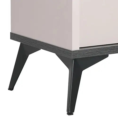Queen 4 Pcs Bedroom Suite with Dresser Fabric Upholstery MDF Combination of Champagne and Black Colour - Furniture >
