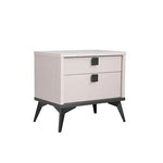 Queen 4 Pcs Bedroom Suite with Dresser Fabric Upholstery MDF Combination of Champagne and Black Colour - Furniture >
